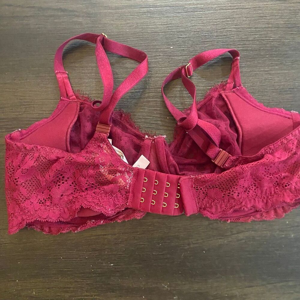 Victoria’s Secret bra wired size 36 DD lace purplish red - Picture 3 of 4